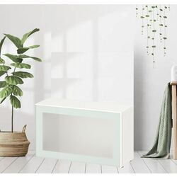 Dulap Ikea Besta cu sticlă mată 60x22x38 (Alb Glassvik/Alb/Verde Deschis)