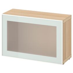 Dulap Ikea Besta cu sticlă mată 60x22x38 (Aspect Stejar Antichizat Glassvik/Alb/Verde Deschis) Thumb