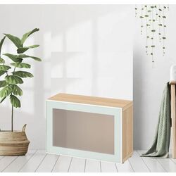 Dulap Ikea Besta cu sticlă mată 60x22x38 (Aspect Stejar Antichizat Glassvik/Alb/Verde Deschis)