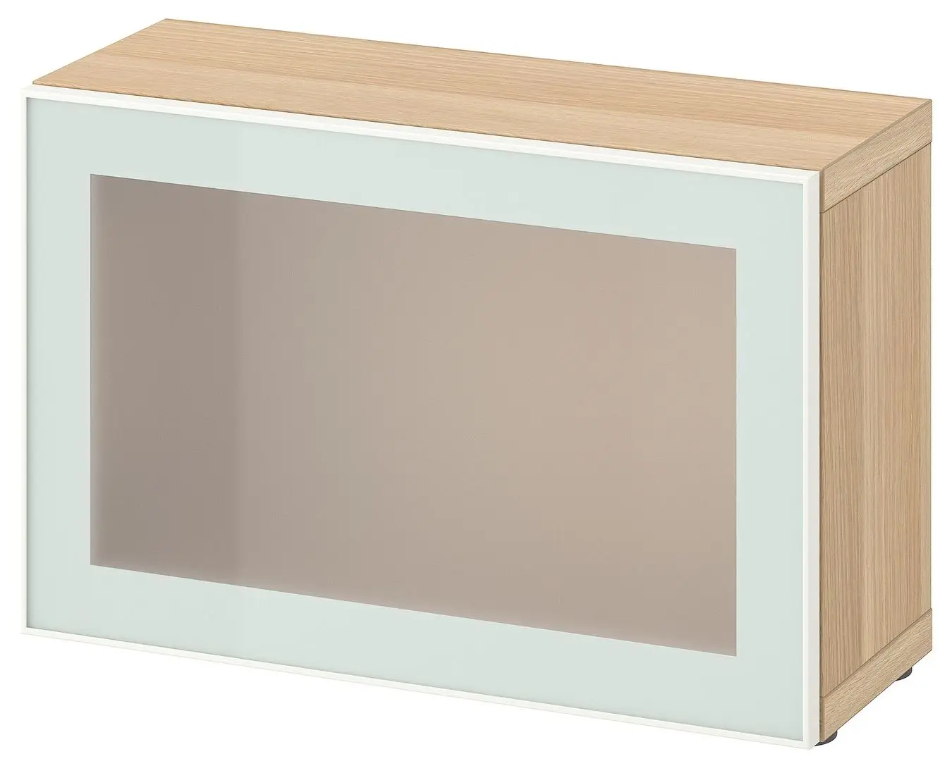 Dulap Ikea Besta cu sticlă mată 60x22x38 (Aspect Stejar Antichizat Glassvik/Alb/Verde Deschis) - 2