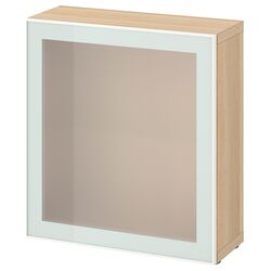 Dulap Ikea Besta cu sticlă mată 60x22x64 (Aspect Stejar Antichizat Glassvik/Alb/Verde Deschis) Thumb