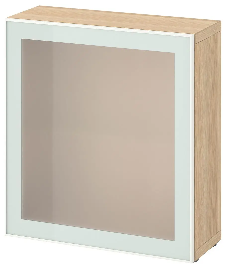 Dulap Ikea Besta cu sticlă mată 60x22x64 (Aspect Stejar Antichizat Glassvik/Alb/Verde Deschis) - 2