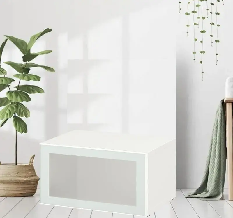 Dulap Ikea Besta cu sticlă mată 60x42x38 (Alb Glassvik/Alb/Verde Deschis)