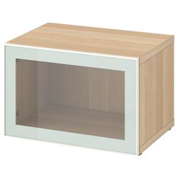 Dulap Ikea Besta cu sticlă mată 60x42x38 (Aspect Stejar Antichizat Glassvik/Alb/Verde Deschis) Thumb