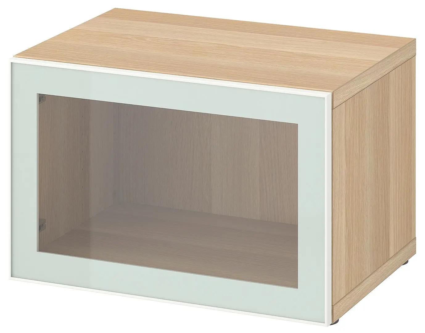 Dulap Ikea Besta cu sticlă mată 60x42x38 (Aspect Stejar Antichizat Glassvik/Alb/Verde Deschis) - 4