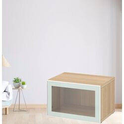 Dulap Ikea Besta cu sticlă mată 60x42x38 (Aspect Stejar Antichizat Glassvik/Alb/Verde Deschis)
