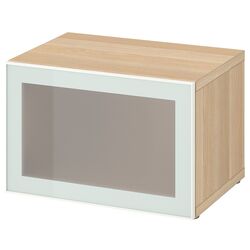 Dulap Ikea Besta cu sticlă mată 60x42x38 (Aspect Stejar Antichizat Glassvik/Alb/Verde Deschis) Thumb