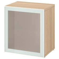 Dulap Ikea Besta cu sticlă mată 60x42x64 (Aspect Stejar Antichizat Glassvik/Alb/Verde Deschis) Thumb