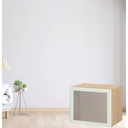 Dulap Ikea Besta cu sticlă mată 60x42x64 (Aspect Stejar Antichizat Glassvik/Alb/Verde Deschis)