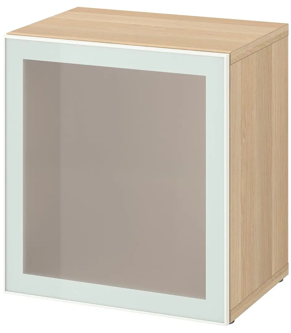 Dulap Ikea Besta cu sticlă mată 60x42x64 (Aspect Stejar Antichizat Glassvik/Alb/Verde Deschis) - 2