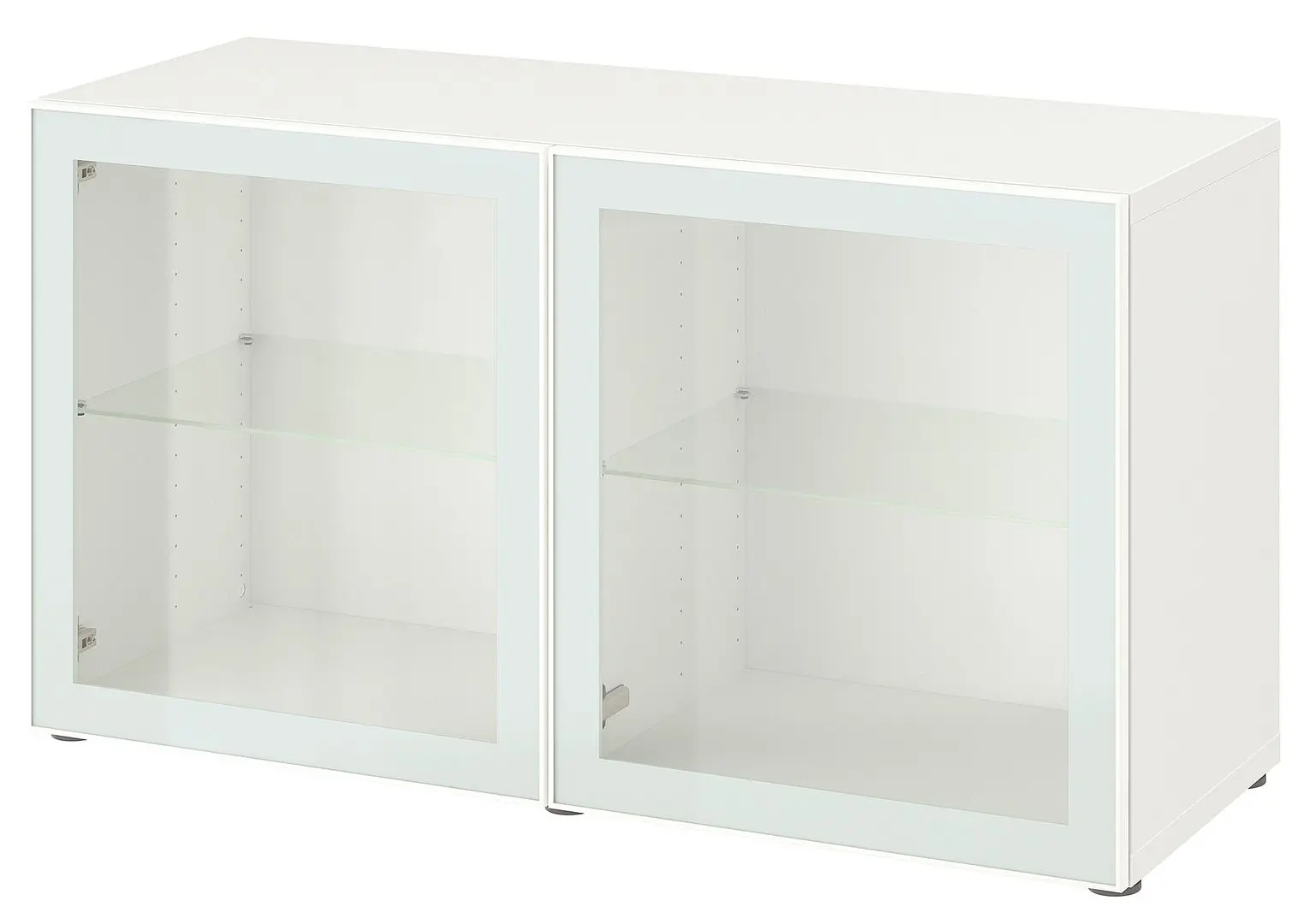 Dulap Ikea Besta cu sticlă transparentă 120x42x64 (Alb Glassvik/Alb/Verde Deschis) - 2