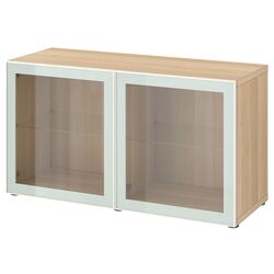 Dulap Ikea Besta cu sticlă transparenta 120x42x64 (Aspect Stejar Antichizat Glassvik/Alb/Verde Deschis) Thumb