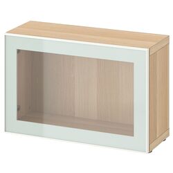 Dulap Ikea Besta cu sticlă transparentă 60x22x38 (Aspect Stejar Antichizat Glassvik/Alb/Verde Deschis) Thumb