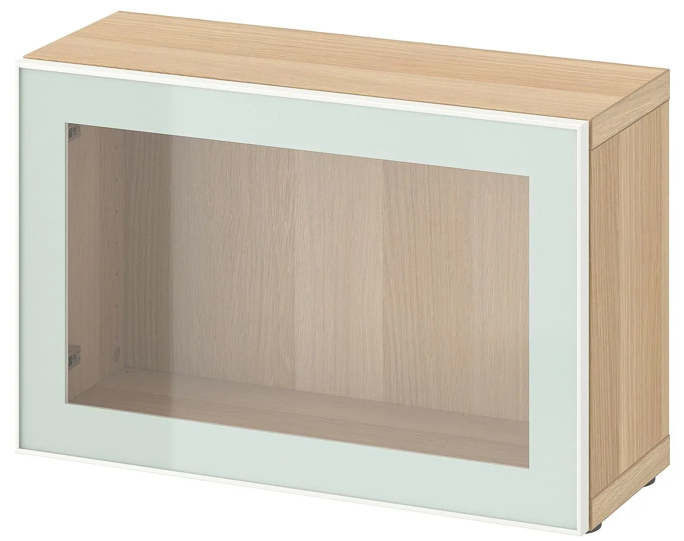 Dulap Ikea Besta cu sticlă transparentă 60x22x38 (Aspect Stejar Antichizat Glassvik/Alb/Verde Deschis) - 2