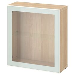 Dulap Ikea Besta cu sticlă transparentă 60x22x64 (Aspect Stejar Antichizat Glassvik/Alb/Verde Deschis) Thumb