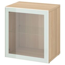 Dulap Ikea Besta cu sticlă transparenta 60x42x64 (Aspect Stejar Antichizat Glassvik/Alb/Verde Deschis) Thumb