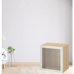 Dulap Ikea Besta cu sticlă transparenta 60x42x64 (Aspect Stejar Antichizat Glassvik/Alb/Verde Deschis)