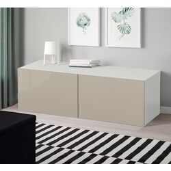 Dulap Ikea Besta/Selsviken polite/usi 120x42x38 (Bej/Lucios)