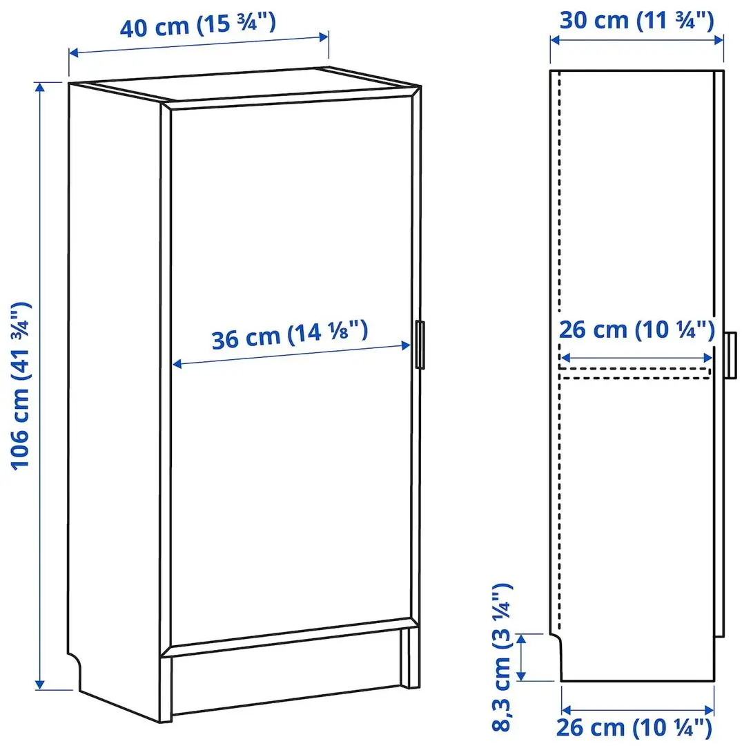 Dulap mic Ikea Billy/Hogbo usa din sticla 40x30x106 (Negru Aspect Stejar/Negru)