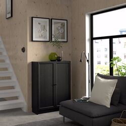 Dulap Ikea Billy/Oxberg cu usi 80x30x106 (Negru Aspect Stejar) Thumb