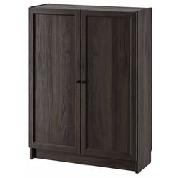 Dulap Ikea Billy/Oxberg cu usi 80x30x106 (Maro Inchis Aspect Stejar) Thumb