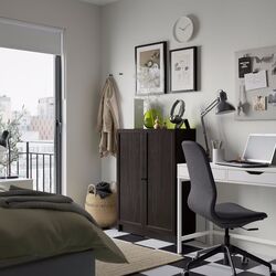 Dulap Ikea Billy/Oxberg cu usi 80x30x106 (Maro Inchis Aspect Stejar)