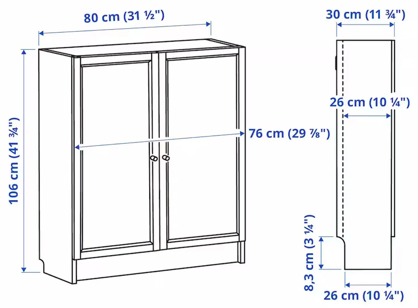 Dulap Ikea Billy/Oxberg cu usi 80x30x106 (Aspect Stejar)
