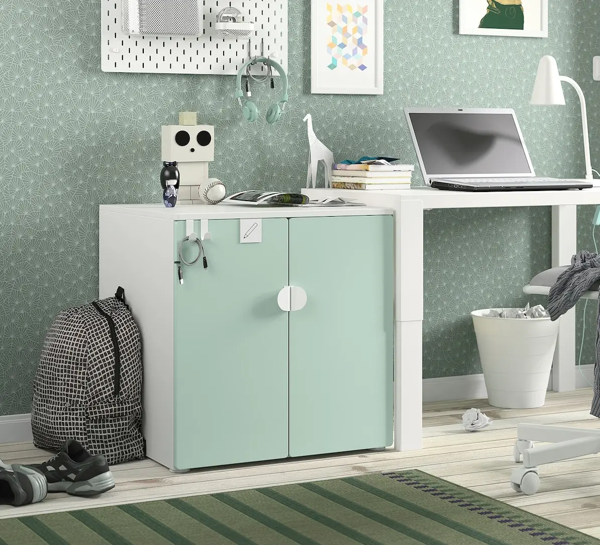 Dulap Ikea Smastad/Platsa 1 polita 60x57x63 (Alb/Verde deschis)