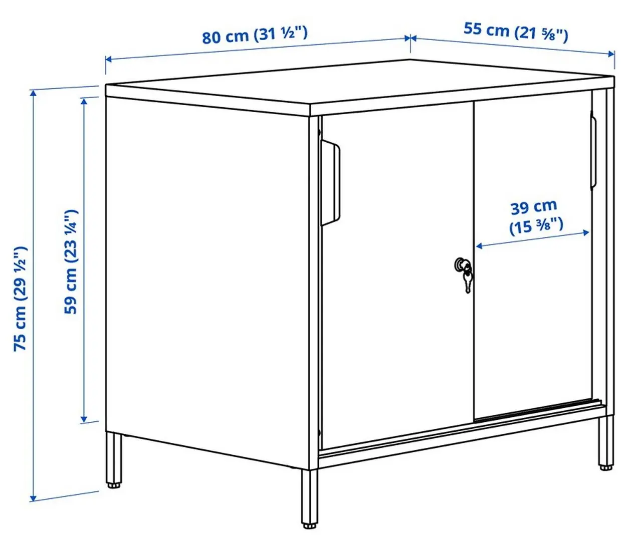 Шкафчик Ikea Trotten с раздвижными дверцами 80x75 (Белый)