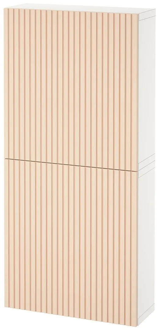 Dulap suspendat Ikea Besta/Bjorkoviken 60x22x128 (Alb/Furnir Mesteacan) - 2