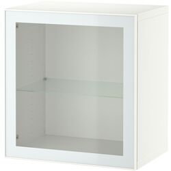 Шкафчик навесной Ikea Besta/Glassvik прозрачное стекло 60x42x64 (Белый/Светло-Зеленый) Thumb