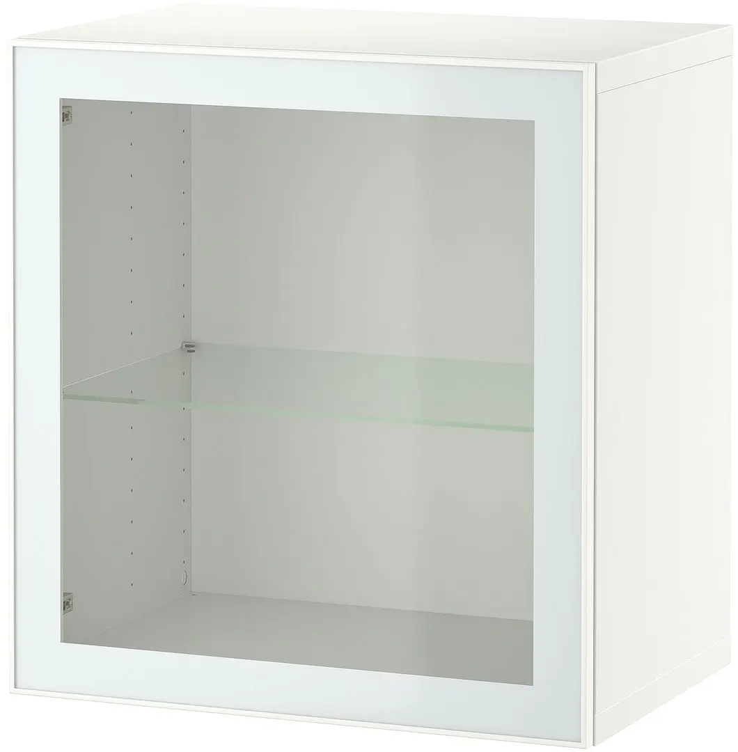 Шкафчик навесной Ikea Besta/Glassvik прозрачное стекло 60x42x64 (Белый/Светло-Зеленый)