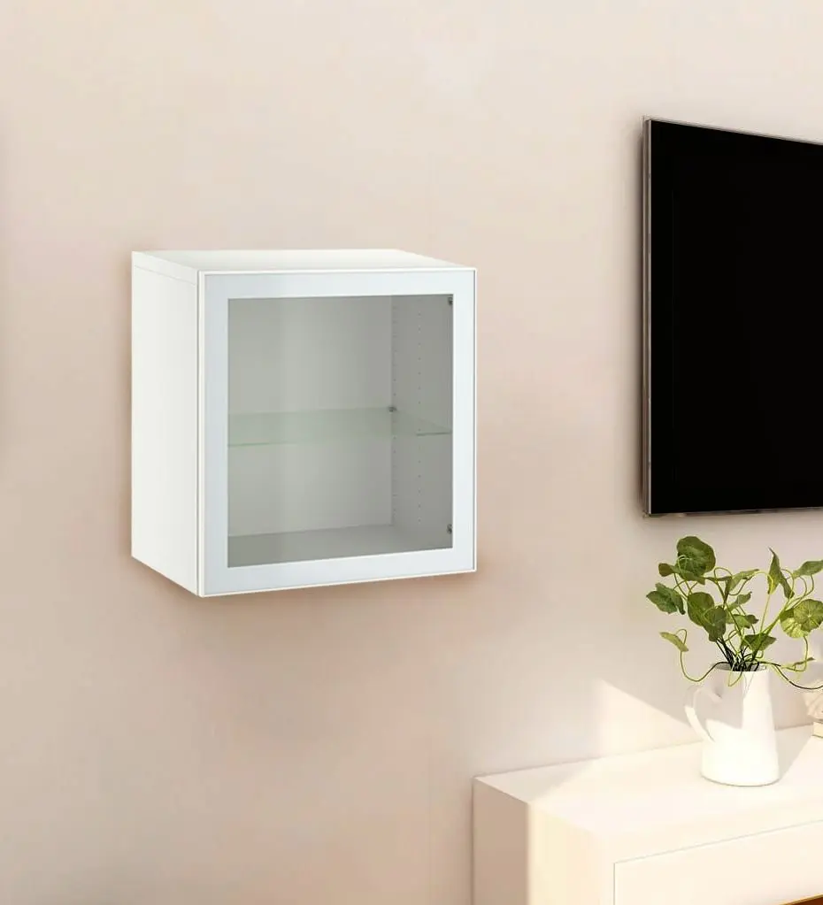 Шкафчик навесной Ikea Besta/Glassvik прозрачное стекло 60x42x64 (Белый/Светло-Зеленый)