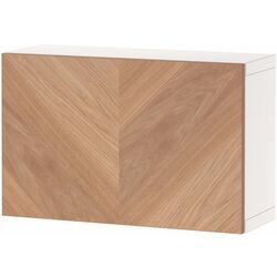 Шкафчик навесной Ikea Besta/Hedeviken с дверцей/нажимные направляющие 60x22x38 (Белый/Дубовый Шпон) Thumb
