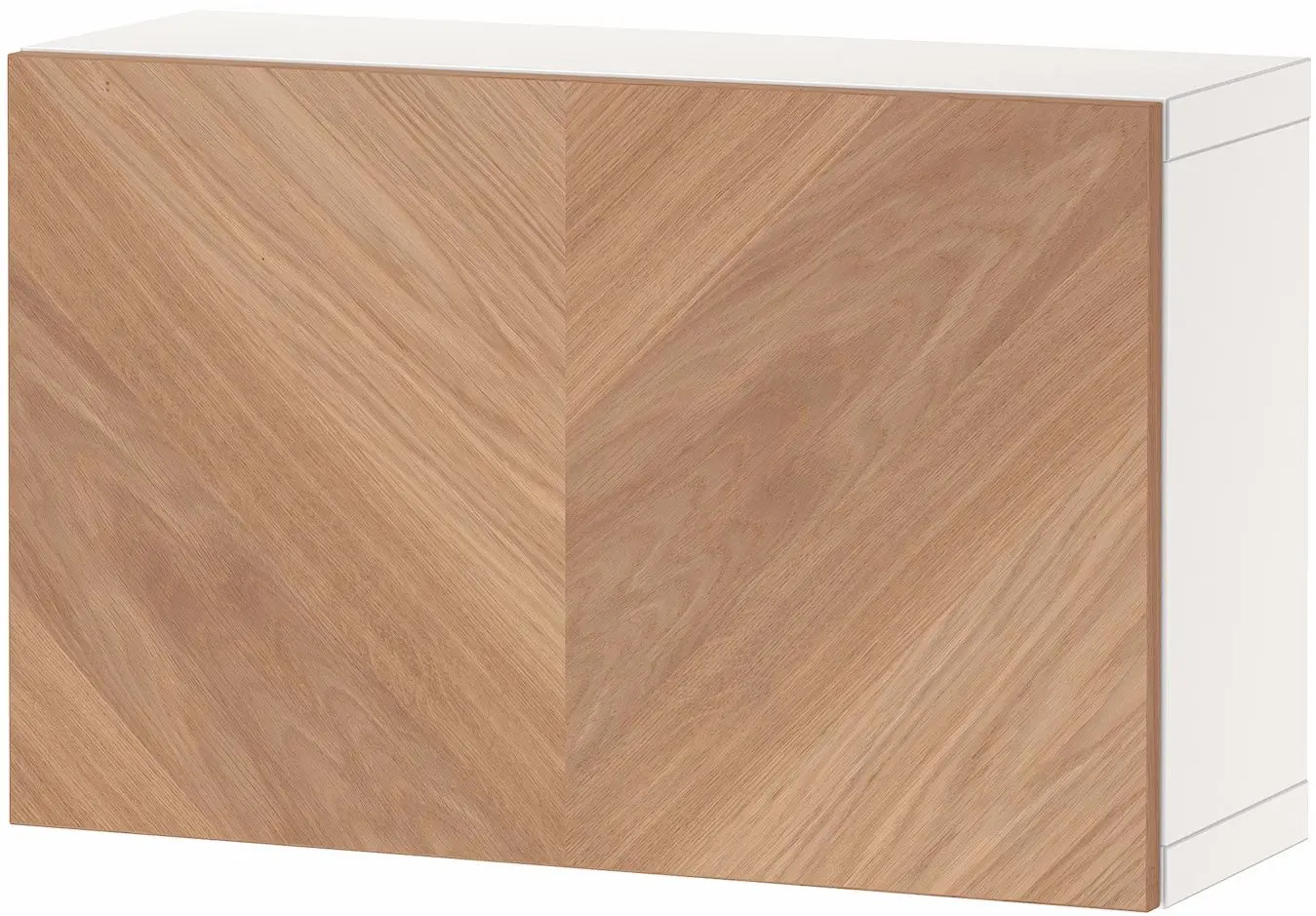 Шкафчик навесной Ikea Besta/Hedeviken с дверцей/нажимные направляющие 60x22x38 (Белый/Дубовый Шпон) - 2