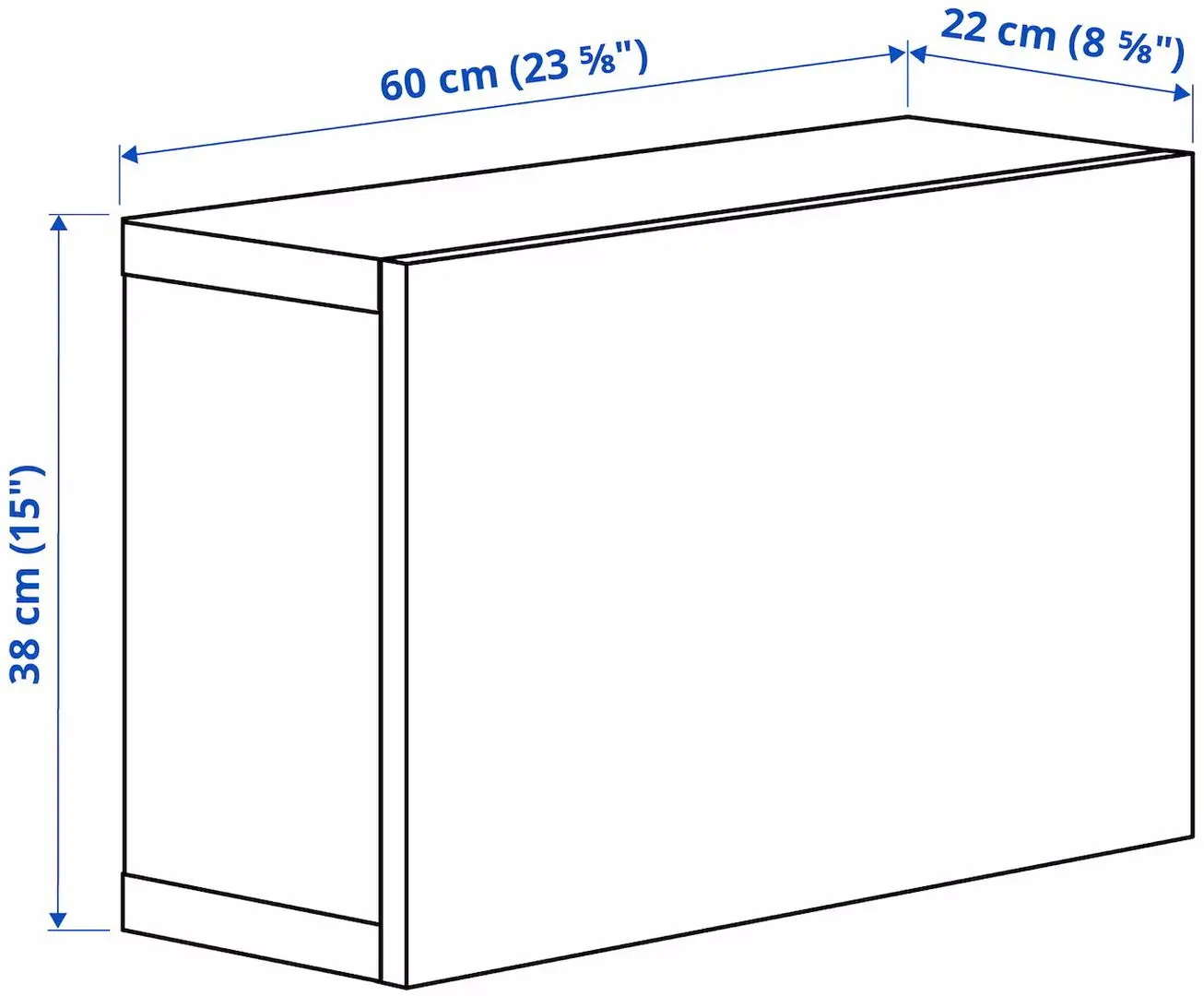 Шкафчик навесной Ikea Besta/Hedeviken с дверцей/нажимные направляющие 60x22x38 (Белый/Дубовый Шпон) - 5