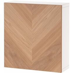 Шкафчик навесной Ikea Besta/Hedeviken с дверцей/нажимные направляющие 60x22x64 (Белый/Дубовый Шпон) Thumb