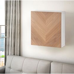 Шкафчик навесной Ikea Besta/Hedeviken с дверцей/нажимные направляющие 60x22x64 (Белый/Дубовый Шпон)