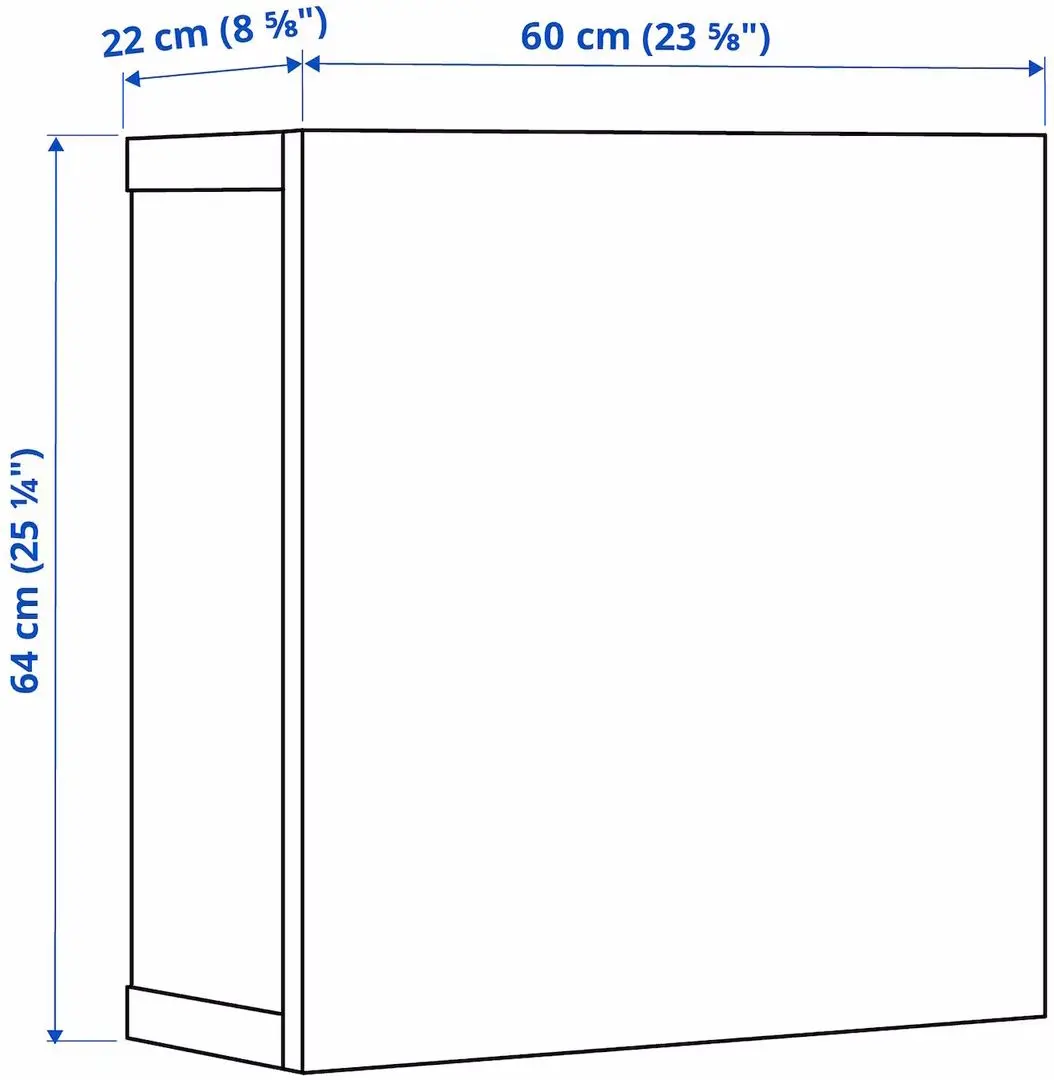 Шкафчик навесной Ikea Besta/Hedeviken с дверцей/нажимные направляющие 60x22x64 (Белый/Дубовый Шпон) - 5