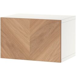 Шкафчик навесной Ikea Besta/Hedeviken с дверцей/нажимные направляющие 60x42x38 (Белый/Дубовый Шпон) Thumb