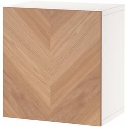 Шкафчик навесной Ikea Besta/Hedeviken с дверцей/нажимные направляющие 60x42x64 (Белый/Дубовый Шпон) Thumb
