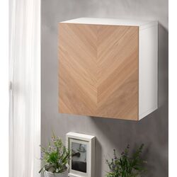 Шкафчик навесной Ikea Besta/Hedeviken с дверцей/нажимные направляющие 60x42x64 (Белый/Дубовый Шпон)