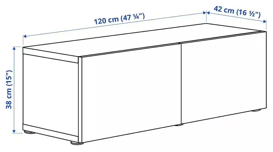 Dulap suspendat Ikea Besta sticla mata 120x42x38 (Alb/Glassvik Alb)