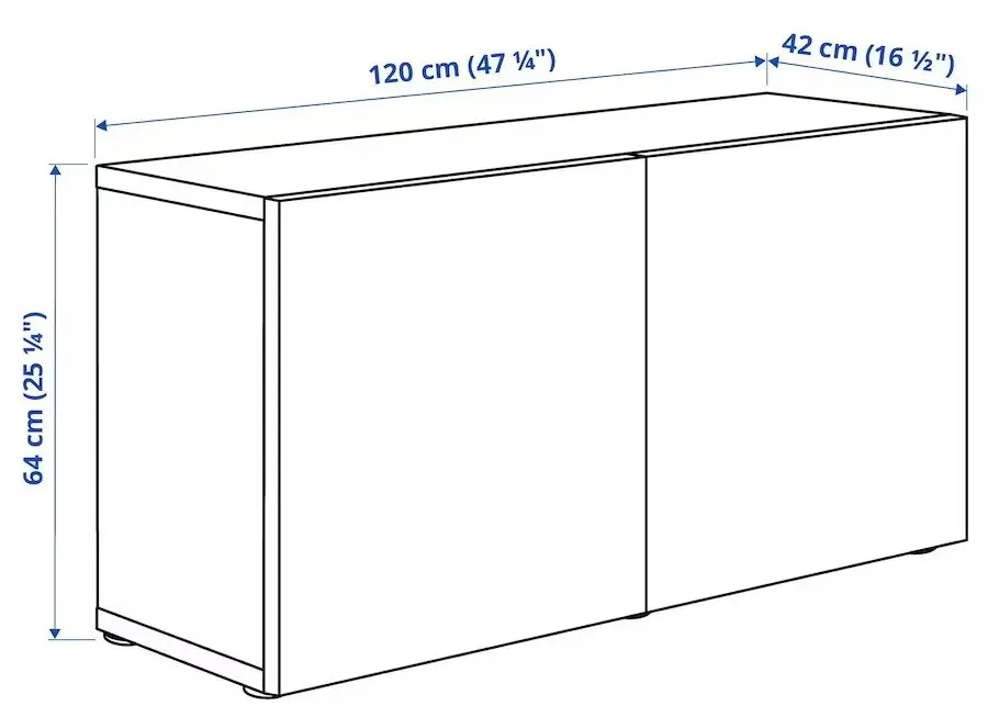 Dulap suspendat Ikea Besta sticla mata 120x42x64 (Alb/Glassvik)
