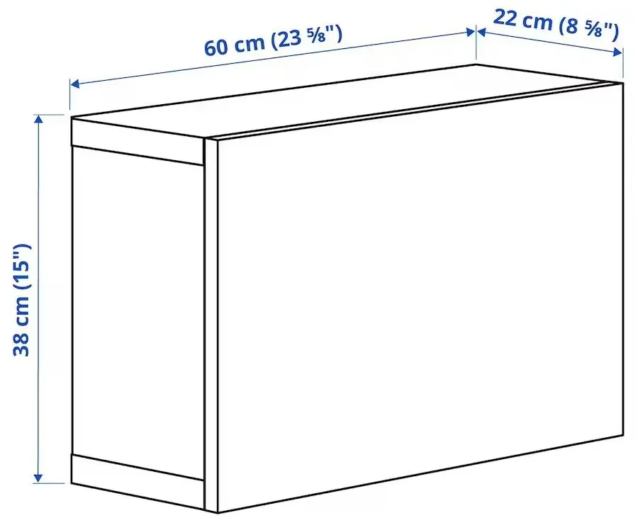 Dulap suspendat Ikea Besta sticla transparenta 60x22x38 (Alb/Glassvik Alb)