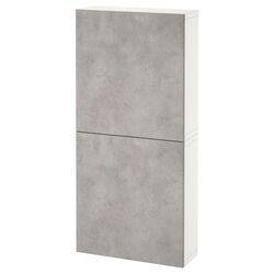 Dulap suspendat Ikea Besta cu 2 usi 60x22x128 (Alb Kallviken/Gri Aspect Beton)
