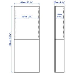 Dulap suspendat Ikea Besta cu 2 usi 60x22x128 (Alb Kallviken/Gri Aspect Beton) Thumb
