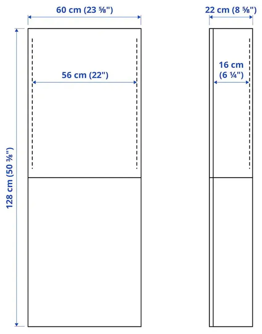 Dulap suspendat Ikea Besta cu 2 usi 60x22x128 (Alb Kallviken/Gri Aspect Beton) - 5