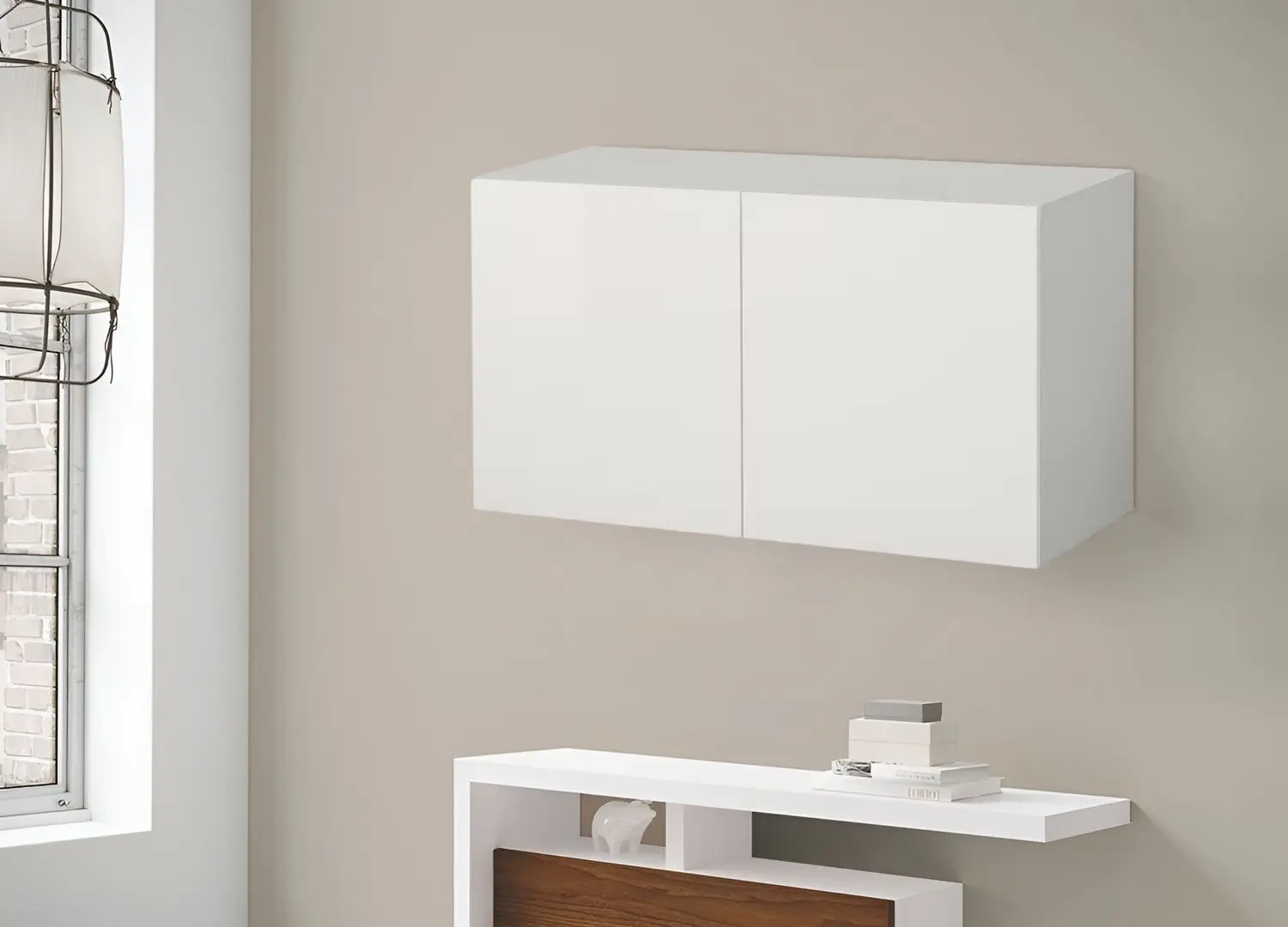 Dulap suspendat Ikea Besta/Selsviken 120x42x64 (Alb/Lucios)