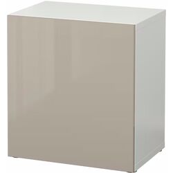 Dulap suspendat Ikea Besta/Selsviken cu uşă/deschidere apăsare 60x42x64 (Alb/Bej Lucios) Thumb
